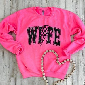 WIFE w/ Checkered Lightning Bolt - Black Ink